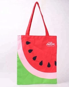 New Design Fitness Cotton Canvas Watermelon Fruit Pattern Canvas Printed Shopping Bag