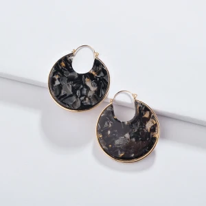 New Design Wholesale Round Tortoise Shell Cellouse  Acetate Acrylic Jewelry Lady Earrings