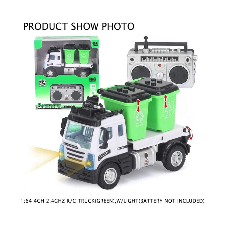 Newest Kids RC Garbage Truck Remote Control Sanitation Dump Truck Vehicle Toys