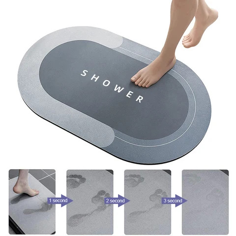 Non Slip Quick Drying Diatom Super Absorbent Diatomaceous Bathroom Mats Diatomite water absorbent bath mats