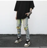 OEM FOG high quality private brand drop shipping stock casual ripped skinny jeans men