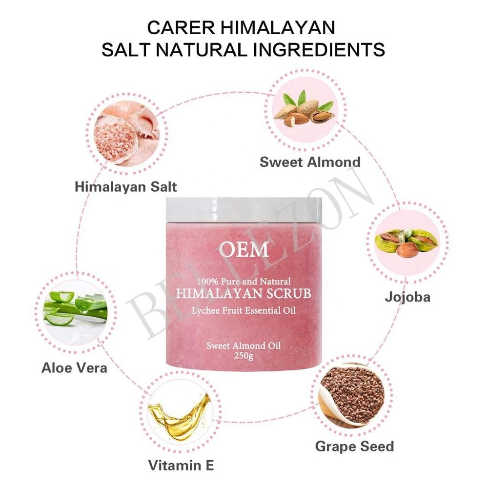 OEM Pure Natural Exfoliating Himalayan Pink Salt Body Scrub