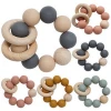 Organicb Wooden Baby Teething Silicone Beads Ring Baby Shower Gift Bracelet