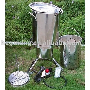 Outdoor 30QT Stainless Steel PropaneTurkey Fryer Set with Round Base,cookware