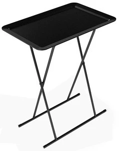 Outdoor furniture metal frame folding table plastic top coffee tray table