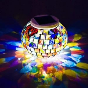 Outdoor Waterproof Led Solar Garden Decoration Mosaic Glass Ball Light RGB Color Changing Solar Lawn Light LED Night Light