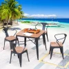 Outdoor waterproof plastic wood coffee tea  table and chairs bistro  furniture set