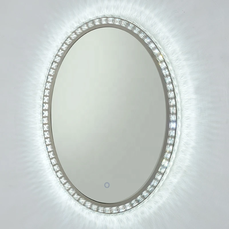 Oval  Shape Wall Mounted Crystal Makeup Mirror for Home Decotive  &amp; Make-up