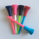 Pack of 50  Unbreakable 3 1/4 83mm Plastic Golf tees with Soft Rubber Cover