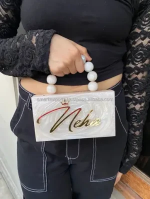 Personalized Name Embroidered Resin Clutch for Hen Party Bridesmaid Gift - Made-to-Order Design, Top Handle, Exquisite!"