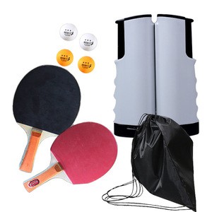 Ping Pong Game Set Table Tennis Racket Set Portable Telescopic Net for Home Office School Indoor and Outdoor Sports