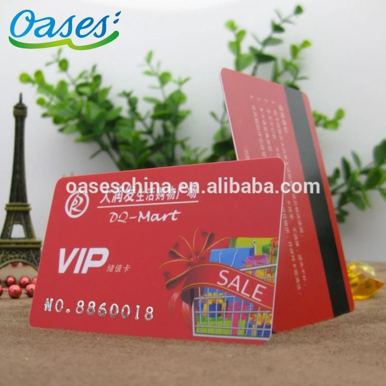 Plastic card with embossing credit card numbers