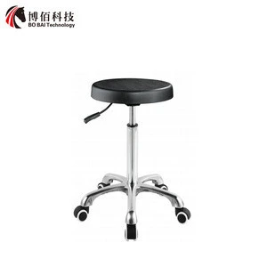 Polyurethane Black Ergonomic Industrial Low Height Seating Chair with Plastic Base and Casters