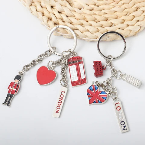 Popular Design Metal Metal Fortune Cookie Keychain For Souvenir Gift British London theme Souvenir keychains