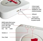 Portable CD Player Wall Mountable CD Music Player Home Audio with Remote Control FM Radio Built-in HiFi