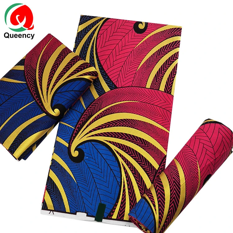 Queency Holland Quality Soft 100%Cotton African Golden Wax Fabric Ankara Printing Wax Fabric Atamfa