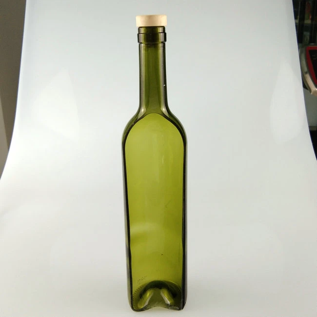 Red Wine Bottle Shaped Cutting Glass Flower Vase For Home Decoration