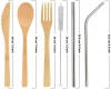 Reusable Bamboo Utensils with Case 7.8 Inches Bamboo Knife, Fork, Spoon, Multi-colors Metal Straw Bamboo Cutlery Set