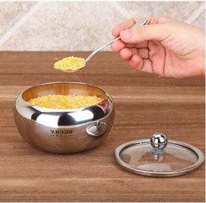 Rotating Household European Three Piece 304 Stainless Steel Spice Box