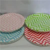 Round Chevron Disposable Paper Dishes Chevron Paper Plates for Party Event Decoration Birthday Wedding Supply