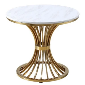 Round marble golden stainless steel base coffee table