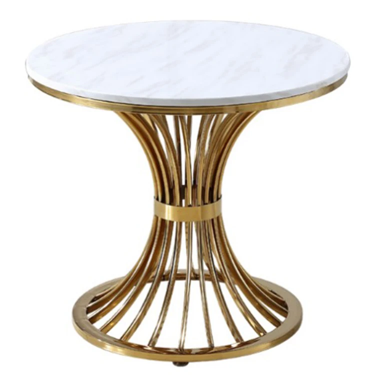 Round marble golden stainless steel base coffee table