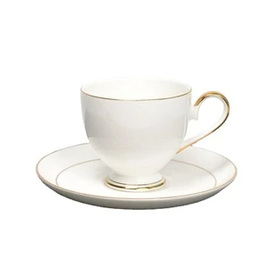 Royal classic gold rim tea cups set embossed white antique coffee cups and saucers