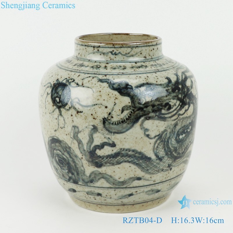 Rztb04-a/B/C/D Jingdezhen Antique Freehand Brushwork Flower Small Porcelain Tank