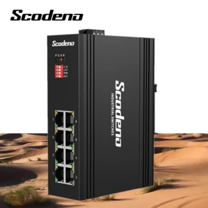Scodeno IP40 Ethernet Switch DIN-rail 100M 8 Port OEM PoE Switch 48V