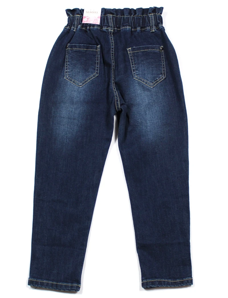 S&G Hot sale dark blue denim pants chemical wash kids girls jeans
