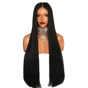 Silky Straight Unprocessed Raw Indian Human Hair Full Lace Wig, Middle Part Straight Wig with Baby Hair