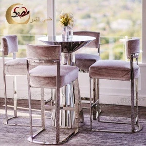 Silver stainless steel bar height table use hotel bar cocktail table stool