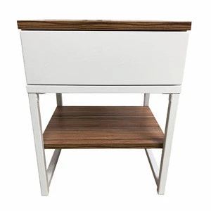 Simple design steel 4 legs storage bedside nightstand table one drawer steel Bedside cupboard
