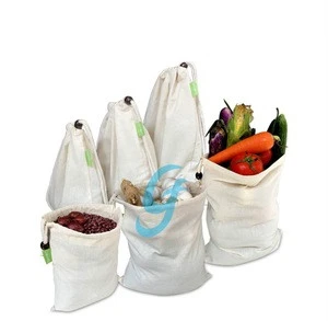 SMALL  CLOTH GROCERY STRING SET FOOD MUSLIN FRUIT VEGETABLE ORGANIC WHOLESALE ECO FRIENDLY REUSABLE COTTON PRODUCE BAGS