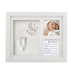 Solid Oak Wood Baby Photo Frame with Baby Hand Print Kit Clay Baby Foot Print Picture Frame