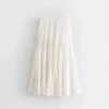 Spring Summer Rayon Latest White Lace women Long Skirt With Tassel