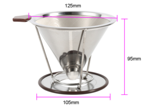 Stainless Steel Cone Coffee Filter Dripper Double Layer with Mesh Filter Holder Infuse Home Kitchen Coffee Making Coffee Tool