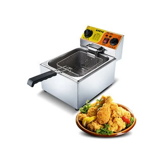 Stainless Steel French Fries Machine 1 tank 1 basket 6 L Commercial Potato Chip Fryer Electrical Deep Fryer