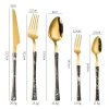 Stainless steel imitation wood-print tableware clip handle marble tableware Dinner knife fork spoon and Fruit fork coffee spoon
