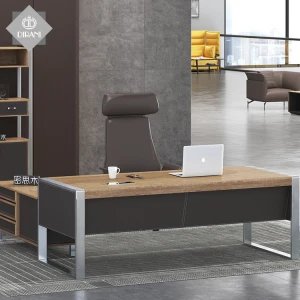 Stainless Steel Metal Table Leg Boss Manager CEO L Shape Melamine Veneer Laminated Executive Modern Office Furniture Desk