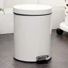 Stainless Steel Rectangular Soft-Close Trash Can with Foot Petal for Narrow Spaces Bathroom Waste Bin