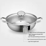 Stainless steel soup pot 304 five layer steel glass hot pot