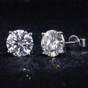 starsgem moissanite diamond 1.5 carat 14K white gold stud earrings with 7.5mm round moissanite stone