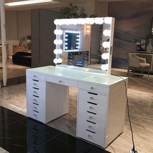 Stock on US! Docarelife Home Furniture Modern Hollywood Makeup Vanity Dresser with Lighted Mirror