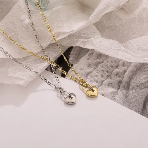 Suowie Oem Bayan Kolye Simple Design Love Lock Gold Plated 925 Sterling Silver Cadena De Plata Custom Jewelry Necklace