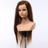Super quality gold soft longsize hairstyling makeup training doll head with shoulders human hair brown and natural