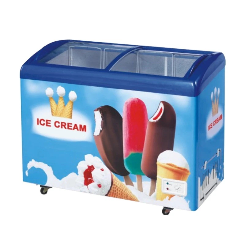 Supermarket Equipment Glass Door Ice Cream Fridge Chest Freezer