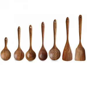 teak wood cooking spoon set kitchen accessories  wooden utensil set