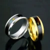 Temperature sensing Male Metal Silver Ring Black Gold Plated Titanium 316L Stainless Steel Men&#39;s Rings