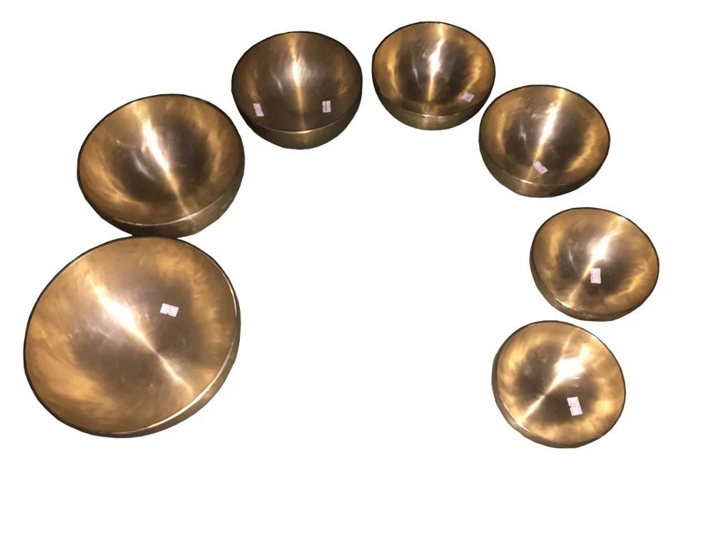 Tibetan Healing Singing Bowls Set Metal Craft 7 Notes Bowl for Sound Therapy Handmade in Nepal